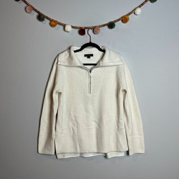 Ann Taylor white half zip sweater - Picture 1 of 6